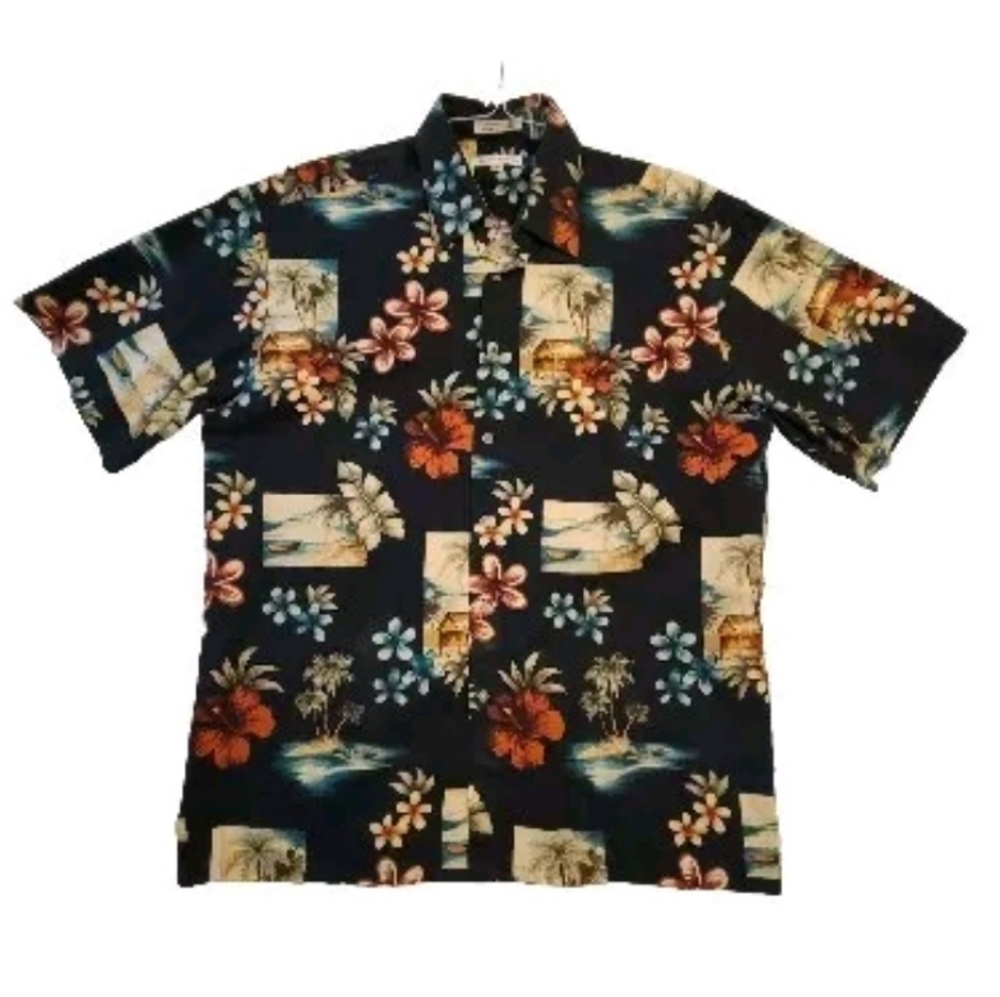 Pierre Cardin Vtg Men Medium Tropical Hawaiian Short Sleeve Button Shirt Vibrant